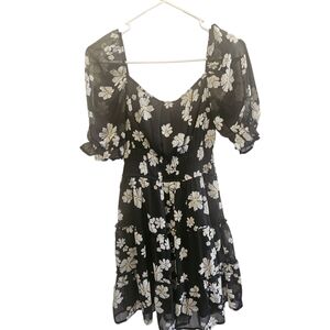 Trixxi Black Dress with White Floral Design
